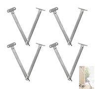 SPEACOUR 4 Pcs Buffer Hinge Stainless Steel Cabinet Door Lift Support Folding Cabinet Stay Hinges Adjustable 180° Wardrobe Support Lid with Soft Close for Kitchen Cabinet Door Cupboard(22Lb/2PCS)