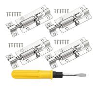 SPEACOUR 4 PCS Sliding Latch Locks - Stainless Steel Door Bolts with Screws for Sheds, Gates, Bathroom (3 Inch)