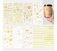SPEACOUR 9 Sheets Gold Scrapbook Stickers Glitter Alphabet Sticker Self Adhesive Fancy Letter Stickers Gold Lettering Vinyl Stickers for DIY Arts Diary Scrapbook Laptop Cellphone Calendar