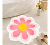 SPEACOUR Bath Mat 60 x 60 cm Soft Non-Slip Bathroom Mat Pink Flowers Bath Rug Super Absorbent Bath Mat with Cleaning Brush Machine Washable Shower Mat for Bathroom Kitchen Living Room Toilet(Pink)
