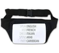 Speak English Kiss French Dress Italian Spend Arab Party Caribbean Waist Bag Fanny Pack White