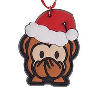 Speak No Evil Monkey Emoji Hanging Christmas Tree Decoration Silicone Ornament Novelty Bauble - Stocking Filler - Secret Santa - Colourful Multicoloured - Small Gift - Funny