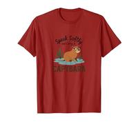 Speak Softly and Carry a Capybara - Cute Animal Design T-Shirt, Men, Cranberry, L