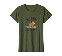 Speak Softly and Carry a Capybara - Cute Animal Design T-Shirt, Women, Olive, S