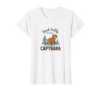Speak Softly and Carry a Capybara - Cute Animal Design T-Shirt, Women, White, 3XL