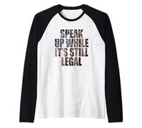 Speak Up - While It's Still Legal: Free Speech USA Vintage Raglan Baseball Tee