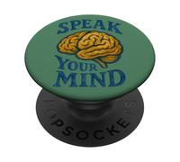 Speak Your Mind Brain Illustration Retro Science-Inspired PopSockets Adhesive PopGrip