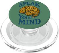 Speak Your Mind Brain Illustration Retro Science-Inspired PopSockets PopGrip for MagSafe