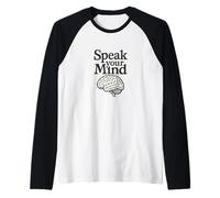 Speak Your Mind Brain Illustration Retro Science-Inspired Raglan Baseball Tee
