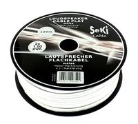 Speaker Cable Flat 2 x 1.5 mm² - White - 100 m Spool - CCA - Audio Cable - Speaker Cable