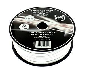 Speaker Cable Flat 2 x 1.5 mm² - White - 100 m Spool - CCA - Audio Cable - Speaker Cable