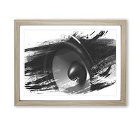 Speaker Hi Fi V1 Modern Framed Wall Art Print, Ready to Hang Picture for Living Room Bedroom Home Office Décor, Oak A3 (46 x 34 cm)