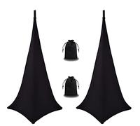 Speaker Stand Cover Tripod Stand Skirt, DJ Speaker Stand Tripod Cover Scrim 360 Degree Coverage(Black-Two Pack)