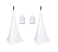 Speaker Stand Cover Tripod Stand Skirt, DJ Speaker Stand Tripod Cover Scrim 360 Degree Coverage (White-Two Pack)