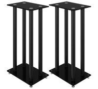 Speaker Stands Floor Stand 2 pcs Black Tempered Glass 4 Pillars Design vidaXL