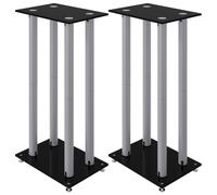 Speaker Stands Speaker Floor Stand 2pcs Tempered Glass 4 Pillars Design vidaXL