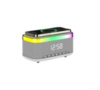 Speaker Table Lamp with Wireless Charger - Dimmable Ambient Light & Alarm Clock Dual Speakers for tws Pairing for Sleep Study 180x100mm