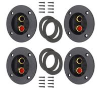 Speaker Terminal Connectors and Easy to Install round 4pcs with Spring Loaded Binding Posts, Quick Disconnect Abs and Zinc Alloy Speaker Spade Connectors for Home Audio-visual