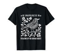Speaking Up for Human Rights Floral Bird Political Protest T-Shirt