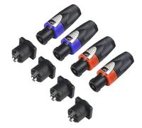 Speakon Connector, Nl4fx Speakon Plug Connectors Speakons Cables, 4 Pin Female to Nl4fc Male Converter Nl2fx Speaker Cable Plug 4 Pole for Speakers Powercon Twist Lock (4 sets male and female)
