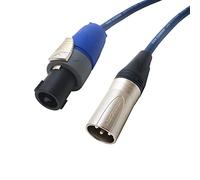 Speakon to Male XLR Loud Speaker Cable. 2 Pole Wire Neutrik Speakon connections (15m)