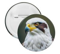 Spear Falcon, White Eagle Badge Metal Round Pins, Lightweight Brooch for Backpack, Fashion Button Pins Badge for Shirts, Jackets, Shawl Coat, Unisex, 5PCS, Tinplate, metal round pins