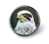 Spear Falcon, White Eagle Round Badge Brooch Lightweight Lapel Tie Pins Unique Gifts Metal Brooch Badge For Hat Shirt Clothing Bags Decoration