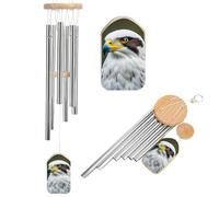 Spear Falcon, White Eagle Wind Chimes for Outside Memorial Wind Chimes Outdoor Windchime with 6 Tuned Aluminum Tubes Sympathy Windchimes Elegant Outdoor Ornament for Garden, Patio, Porch