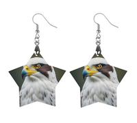 Spear Falcon, White Eagle Wooden Earrings for Women, Vintage Elegant Wood Jewelry, Lightweight Earrings for Wedding, Party, Everyday Jewelry Gift, Star, Wood, wood