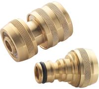 Spear & Jackson BWF3 1/2" Female & 1/2" Male Brass Hose Connectors, Bronze