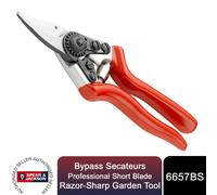 Spear and Jackson 6657BS Razorsharp Professional Pro Short Blade Heavy Duty Bypass Secateurs, Red, Small
