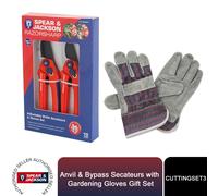 Spear & Jackson CUTTINGSET3 Razorsharp Adjustable Width Secateurs & Gloves Set