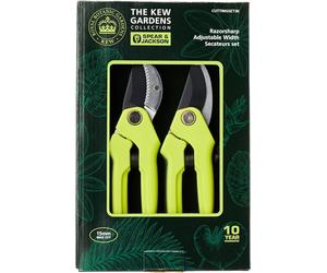 Spear & Jackson Kew Gardens Razorsharp Adjustable width Secateurs, Cuttingset3k
