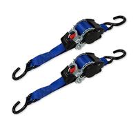 Spear & Jackson RATSTRAP25 Auto Retractable Ratchet Straps - Self-Retracting Tie Downs - 25mm x 3m - Twin Pack (Set of 2 x Straps)