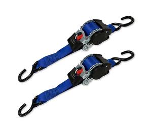 Spear & Jackson RATSTRAP25 Auto Retractable Ratchet Straps - Self-Retracting Tie Downs - 25mm x 3m - Twin Pack (Set of 2 x Straps)