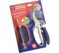 Spear & Jackson CUTTINGSET1 Ratchet Anvil Secateurs and Blade Sharpener Set