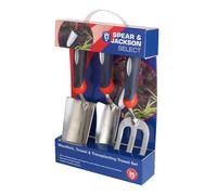 Spear & Jackson Select3Ps Select Garden Hand Tool Gift Set (Trowel, Weed Fork, Transplanting Trowel)