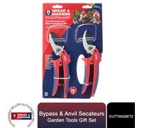 Kew Gardens Razorsharp Cutting Set 3K Bypass and Anvil Secateurs Set Green