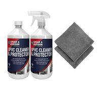 Spear & Jackson UPVC Cleaner & Protector 2x 1L + 2 x Microfibre Cloths - Carnauba Wax Protection Safe For Most Surfaces - Cleans Polishes Protects Easy To Use Long Lasting