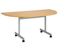 Spear Semi-Circular Flip Top Tables, 160wx80dx72h (cm), Grey Oak, Express Delivery
