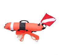 Spearfishing Buoy Inflatable Dive Float down Safety Marker with Diver Underwater Flag 210d Nylon Long Band Reflective Oval Scuba Diving Equipment (Red)