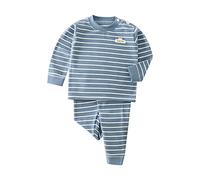 Spearmint Baby Shoes Boys Autumn Winter Striped Cotton Long Sleeve Pants Pullover Sleepwear Set Clothes (A, 3-4 Years)