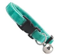Spearmint Double Velvet Soft Cat Collar. Beautiful cat safety collars with bell available in a range colours made in the UK from velvet ribon, purrfect for your kitty