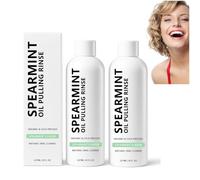 Spearmint Oil Pulling Rinse - Natural Mouthwash with Organic Cold-Pressed Coconut O il, White Oil Pulling Rinse, Fresh Breath & Oral Care, Say Goodbye to Bad Breath (2pcs)