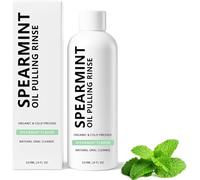 Spearmint Oil Pulling Rinse, Natural Oral Cleanse & Teeth Whitener, Deep Cleansing, Remove Tooth Stains, Soothes Gums, Freshens Breath
