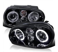 SPEC-D TUNING Black Smoke Dual Halo Projector Headlights Compatible with 1999-2006 Volkswagen Golf, Golf GTI VW MK4 Left + Right Pair Headlamps Assembly