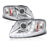Spec-D Tuning Chrome Projector Headlights W/Led Lamps Compatible with Ford F150 1997-2003, 97-02 Expedition, L+R Pair Head Light Lamp Assembly