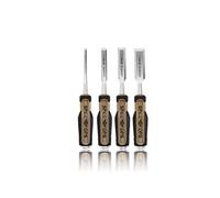 Spec Ops - SPEC-C1-4PK Tools Wood Chisel Set with High-Carbon Steel Blades, Shock-Absorbing Grip, 4-Piece, Black/Tan Black/Tan