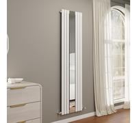 Specchio White Vertical Oval Designer Radiator with Mirror 1800x500mm Single Panel 2680 BTU