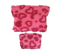 SPECH COSMETIQUE 2 Piece Heart Makeup Bag for Everyday Basics, Travel and Gym with Secure Zipper, Organizer Pouch for Skin Care, School,